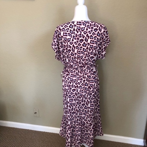 A New Day leopard purple printed midi maxi‎ dress size Small tie waist boho - Picture 6 of 13
